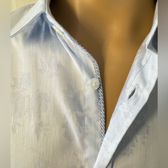 Ted Baker London Archive Men’s Shirt Sz 17 Button Front Blue Floral Long Sleeve - Picture 6 of 12